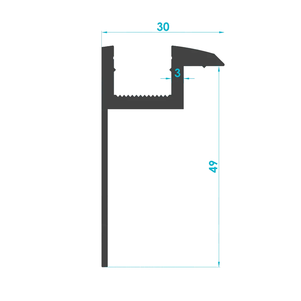 Solar Sistem 50'lik Kenar Panel Tutucu Profili (End Clamp ) — Teknik Kesit Çizimi | SolarAlu