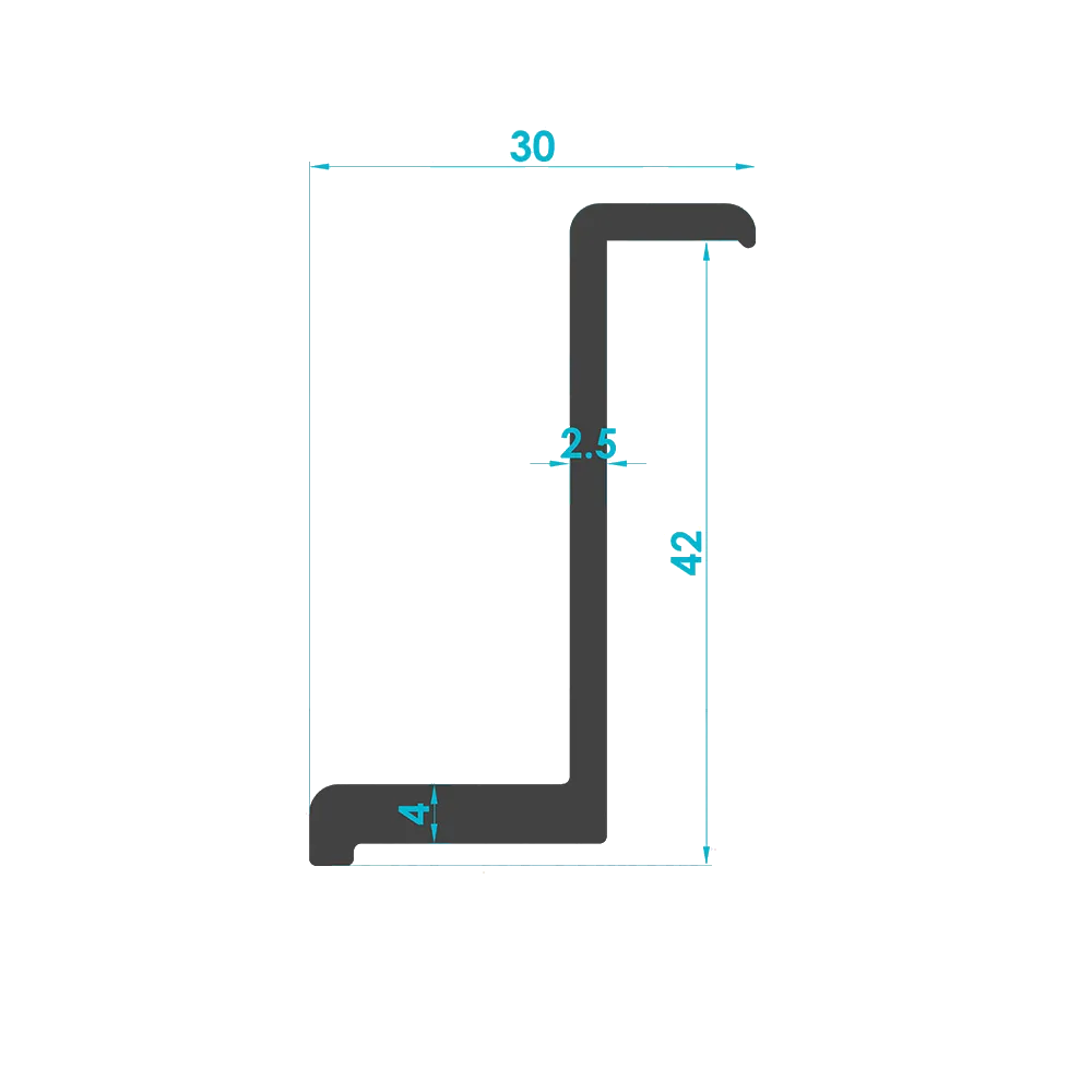 Solar Sistem 42'lik Kenar Panel Tutucu Profili (End Clamp ) — Teknik Kesit Çizimi | SolarAlu