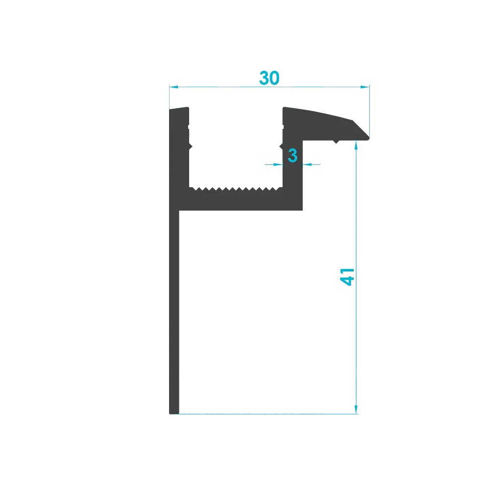 Solar Sistem 41'luk Kenar Panel Tutucu Profili (End Clamp ) — Teknik Kesit Çizimi | SolarAlu