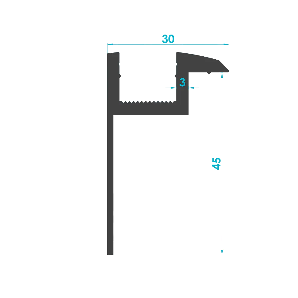 Solar Sistem 45'lik Kenar Panel Tutucu Profili (End Clamp ) — Teknik Kesit Çizimi | SolarAlu